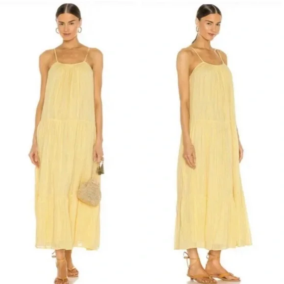 PQ SWIM Ramona Tiered Maxi Dress in CITRINE NWT - Picture 1 of 12